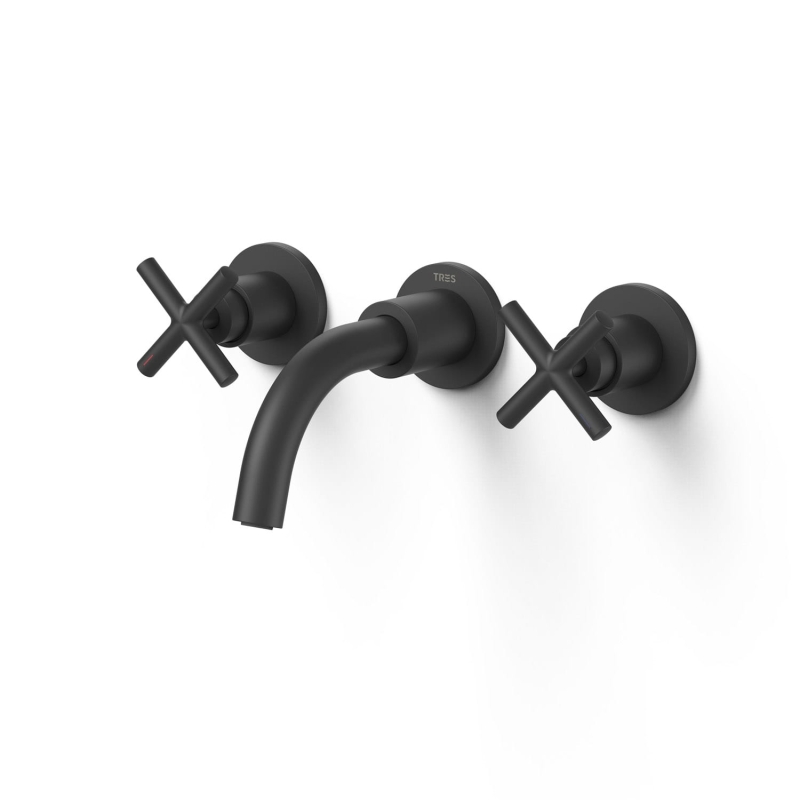 Bateria umywalkowa dwuuchwytowa podtynkowa Tres Montblanc czarny mat 28330001NM