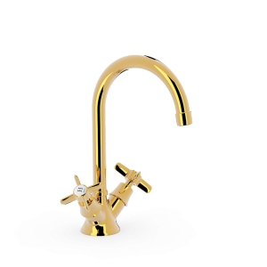 Bateria umywalkowa stojąca dwuuchwytowa Tres Clasic 24-K złoto 24210901OR