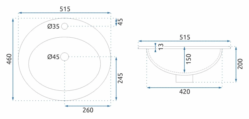 Umywalka wpuszczana w blat Rea Dalia