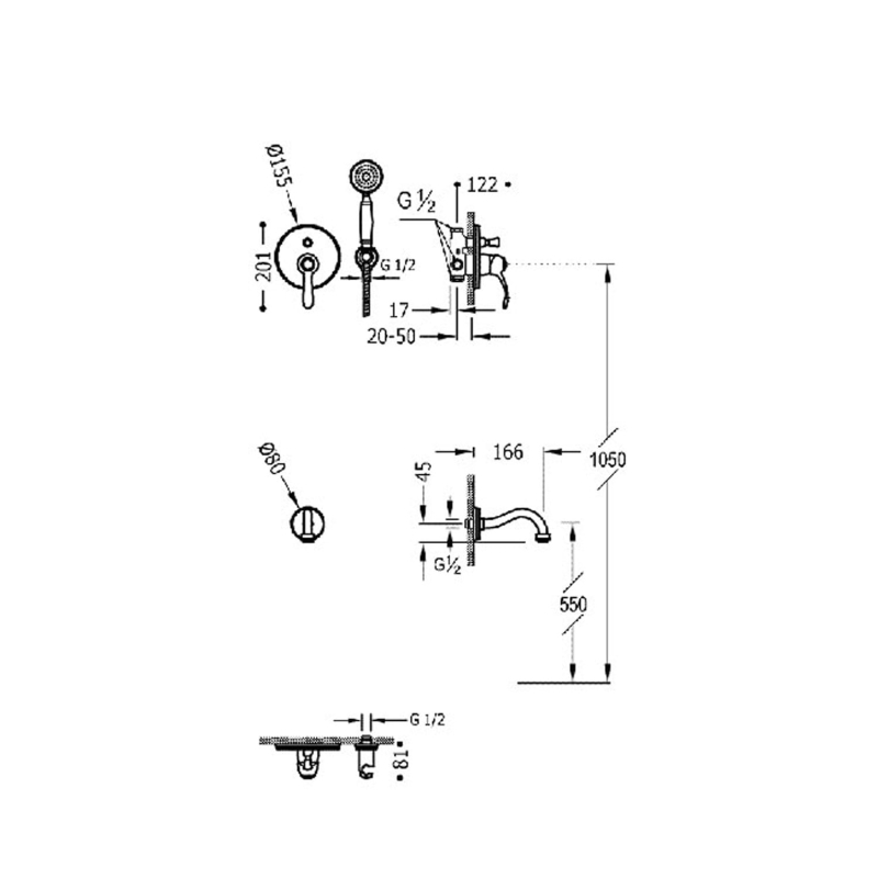 Zestaw prysznicowy Tres Clasic chrom 24218005