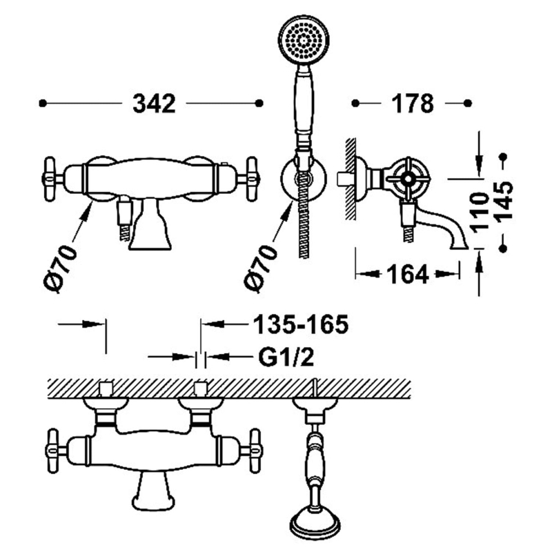 Bateria wannowo-prysznicowa Tres Clasic chrom 24217409