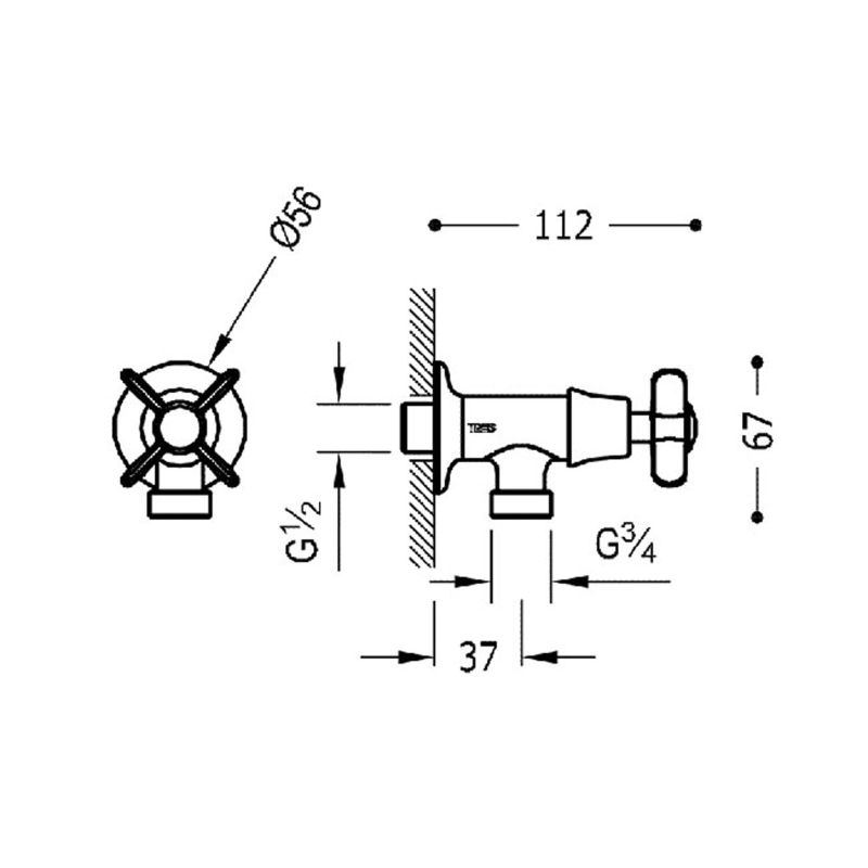 Bateria podtynkowa 1-drożna Tres Clasic chrom 24252001
