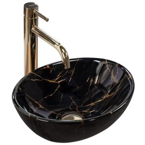 Umywalka nablatowa Rea Sofia mini black marble shiny