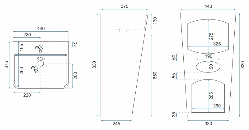 Umywalka wolnostojąca Rea Aris marble