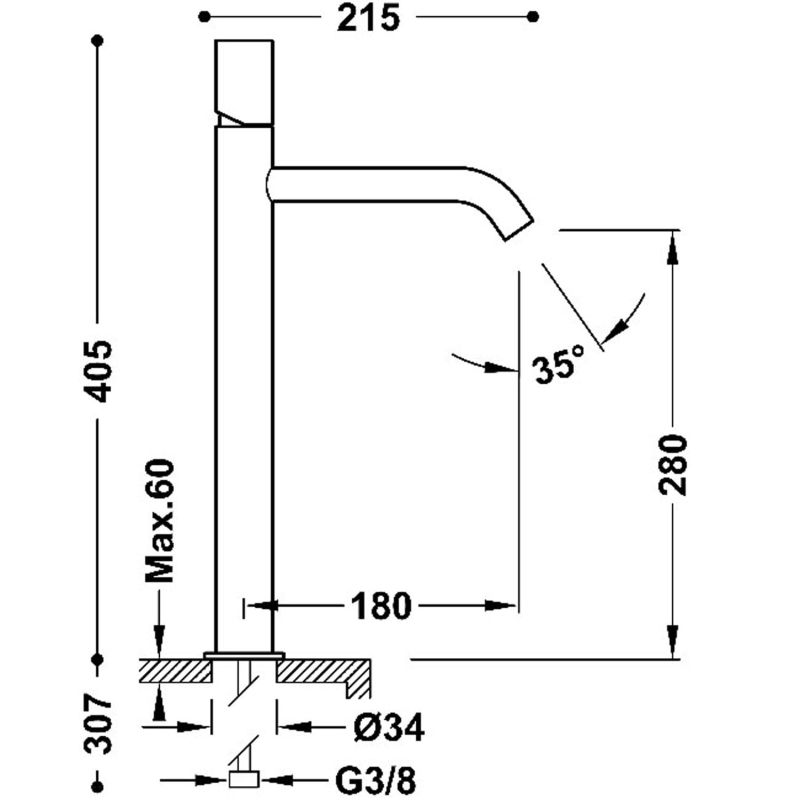 Bateria umywalka Tres Study Exclusive