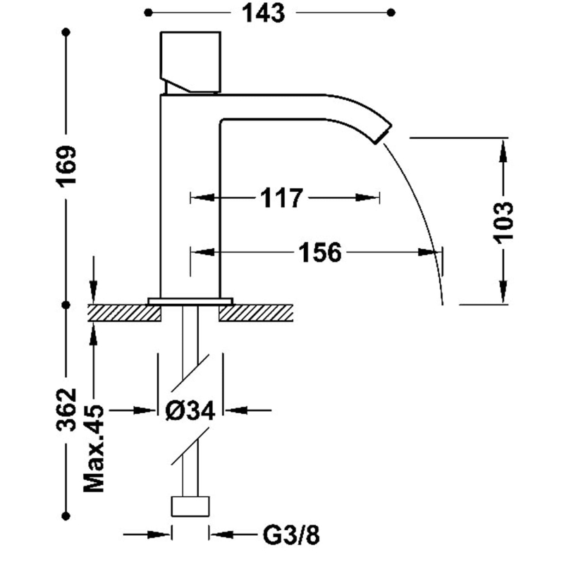 Bateria umywalkowa Tres Cuadro chrom 00610102