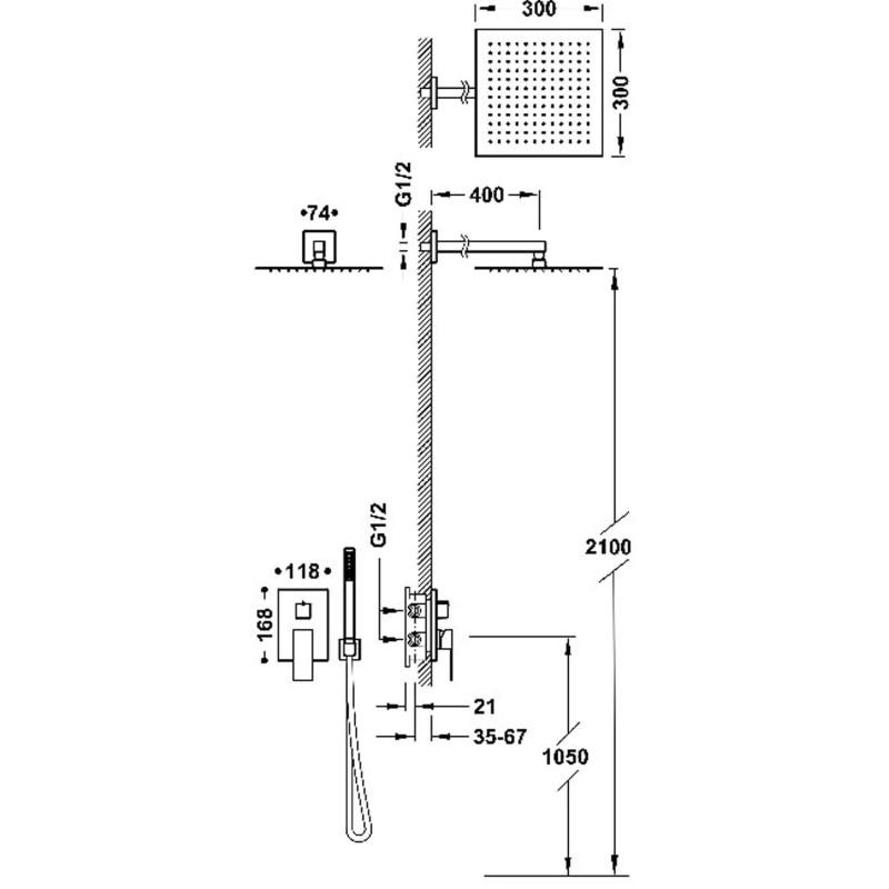 Zestaw prysznicowy Tres Cuadro
