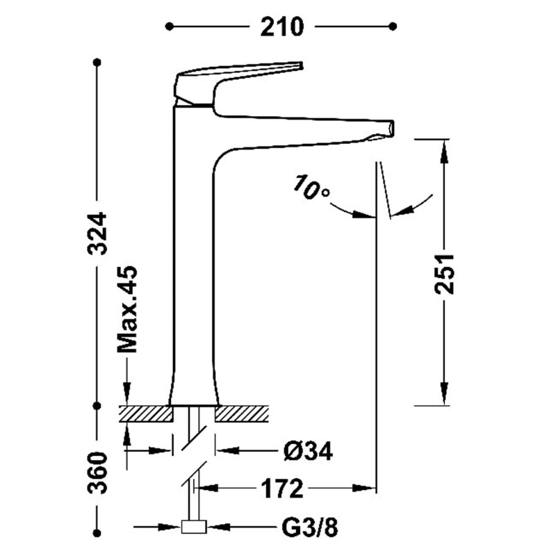 Bateria umywalkowa Tres Fuji XXL
