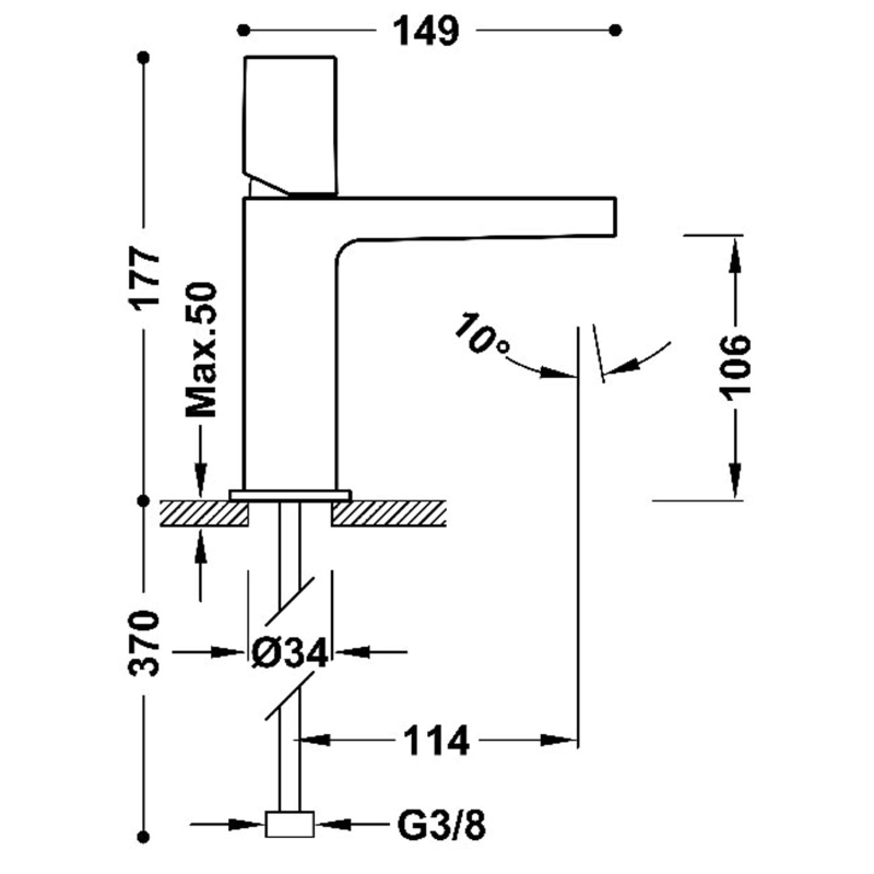 Bateria umywalkowa Tres Project