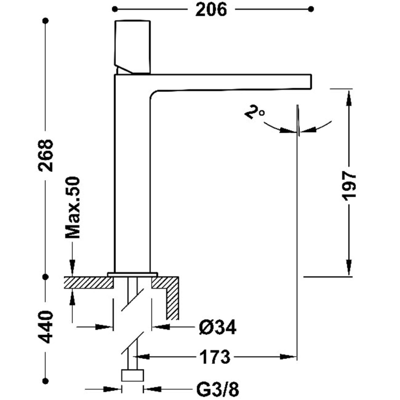 Bateria umywalkowa Tres Project