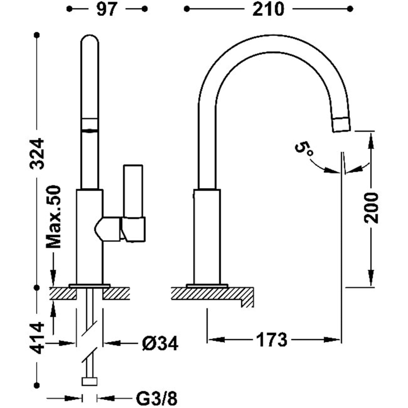 Bateria umywalkowa Tres Project