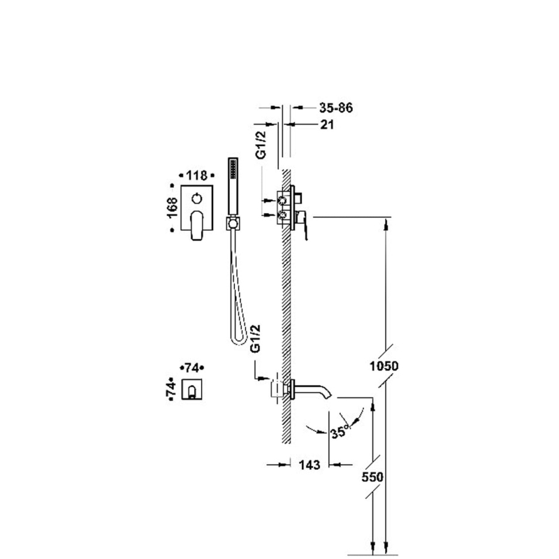 Zestaw prysznicowy podtynkowy Tres Project