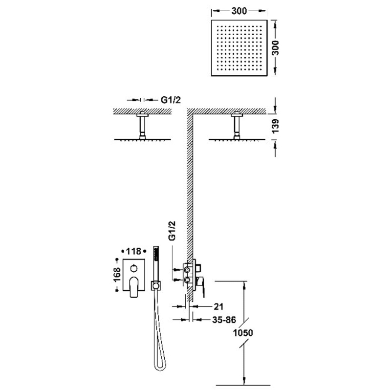 Zestaw prysznicowy podtynkowy Tres Project