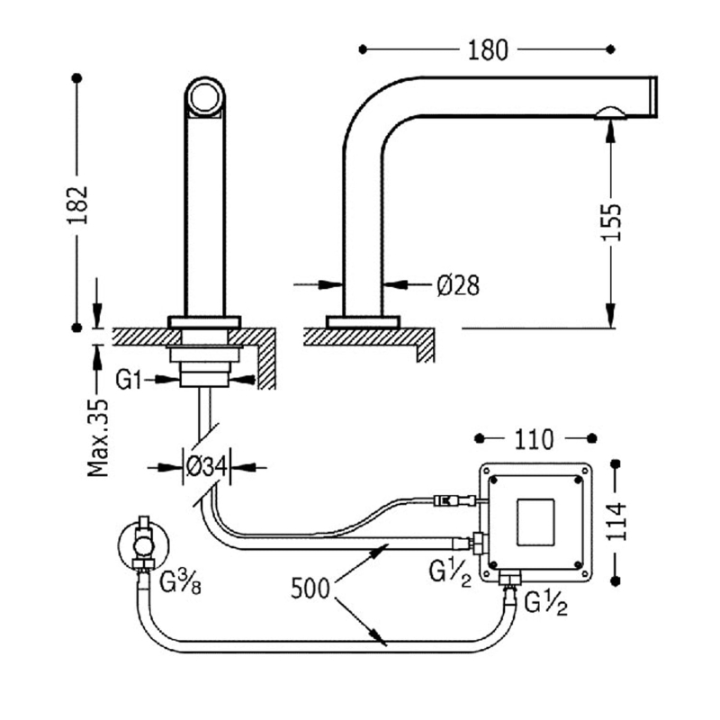 Bateria umywalkowa elektroniczna Tres Max chrom 06144701