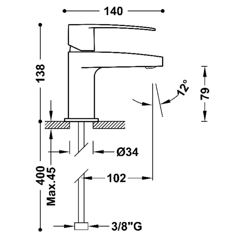 Bateria umywalkowa Tres Flat