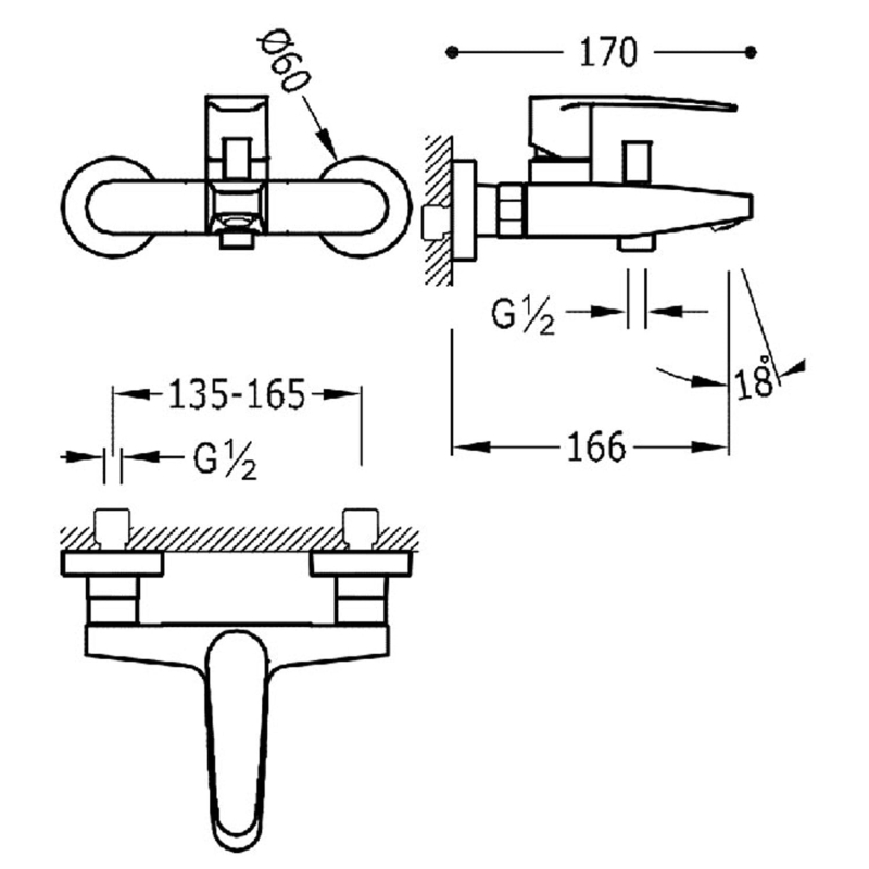 Bateria wannowo prysznicowa Tres Flat