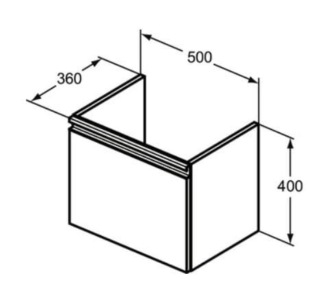 szafka umywalkowa Ideal Standard Tesi 50 cm biała rysunek.JPG