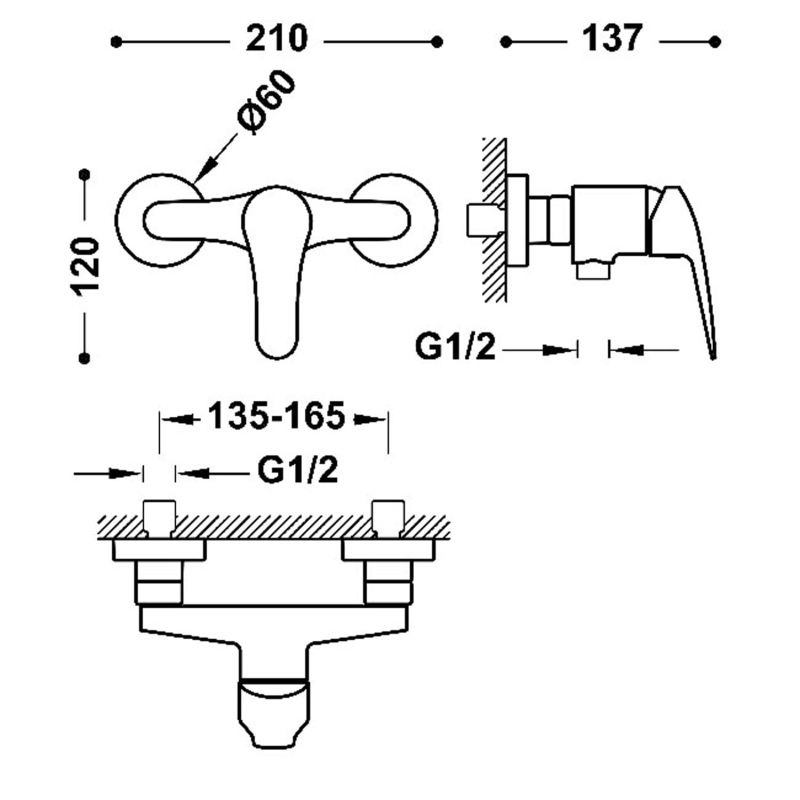 Bateria prysznicowa Tres Base plus