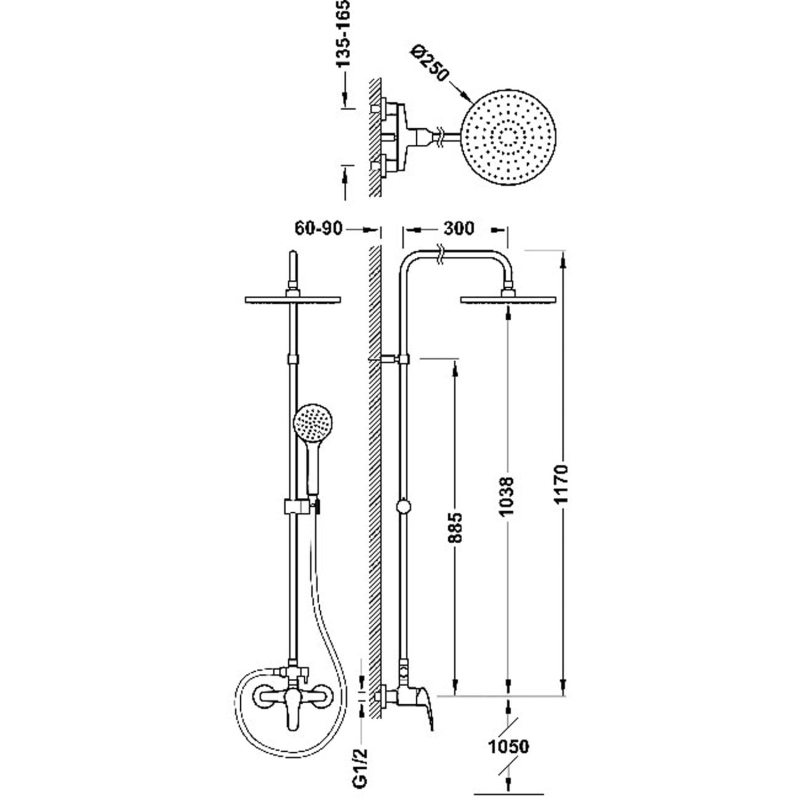 Zestaw prysznicowy Tres Base plus