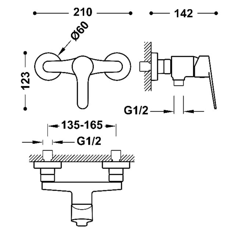 Baterie prysznicowa Tres Base