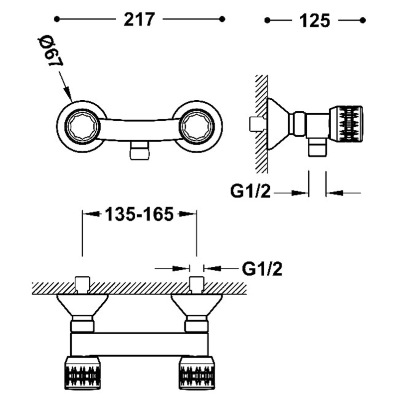 Bateria prysznicowa dwuuchwytowa Tres ESE-23