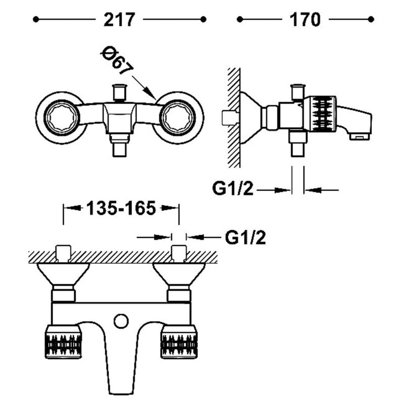 Bateria wannowo prysznicowa dwuuchwytowa Tres ESE-23