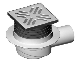 Wpust podłogowy z odpływem poziomym i kratką 105x105mm LIV 262770