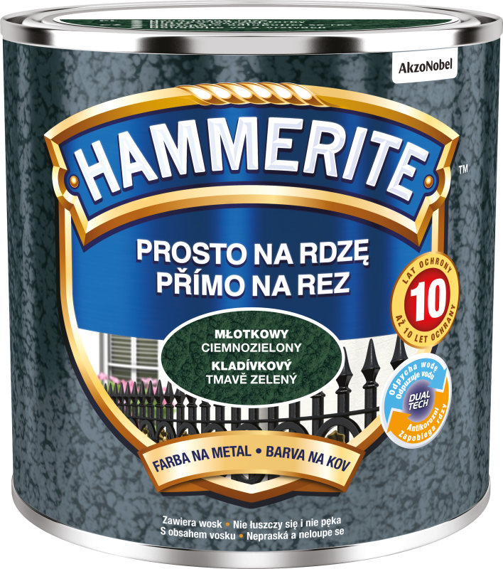 Farba na rdzę Hammerite ciemnozielony młotkowy 0,25L