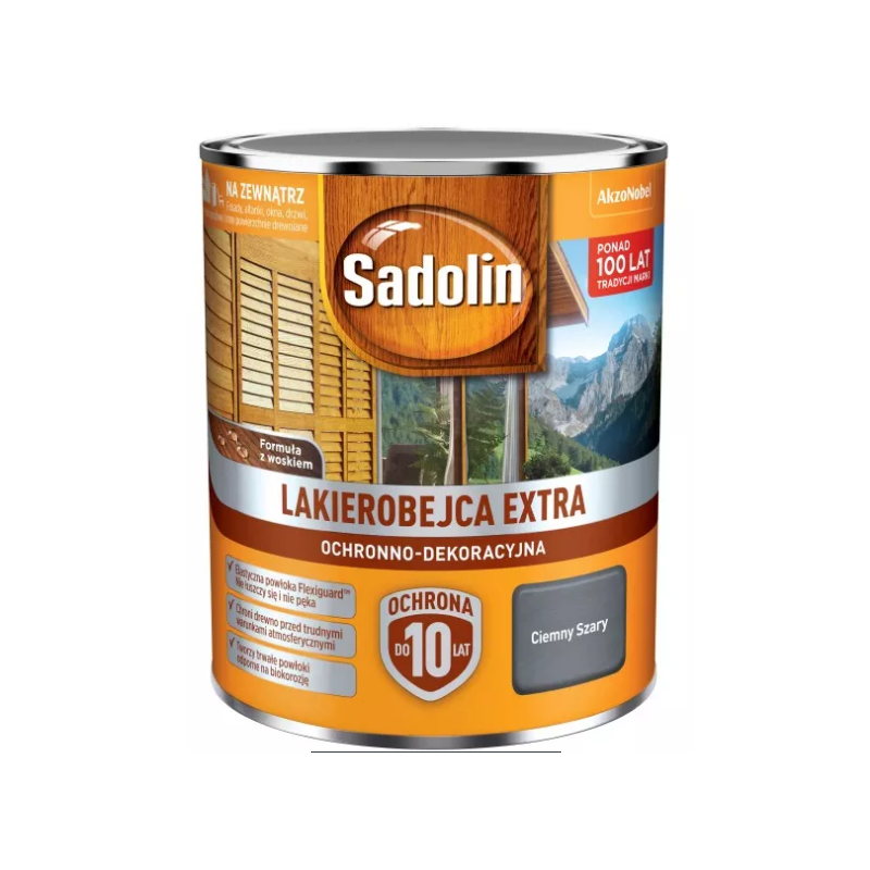 Lakierobejca do drewna Sadolin Extra ciemny szary