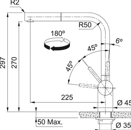 Bateria kuchenna Franke Atlas Neo pull-out miedź