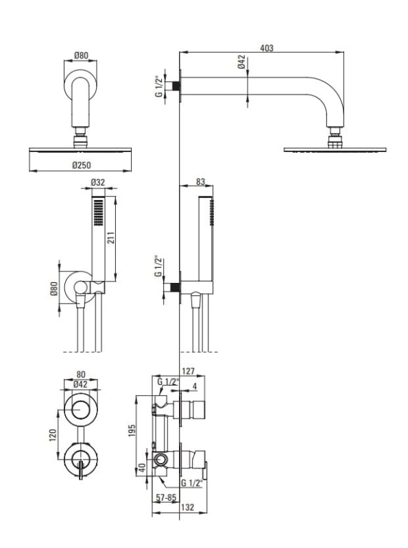 Zestaw prysznicowy podtynkowy Deante Silia
