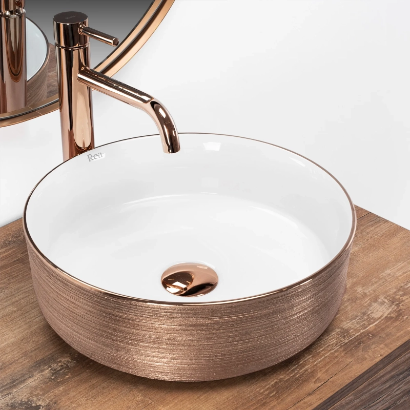 Umywalka nablatowa Rea Sami rose gold