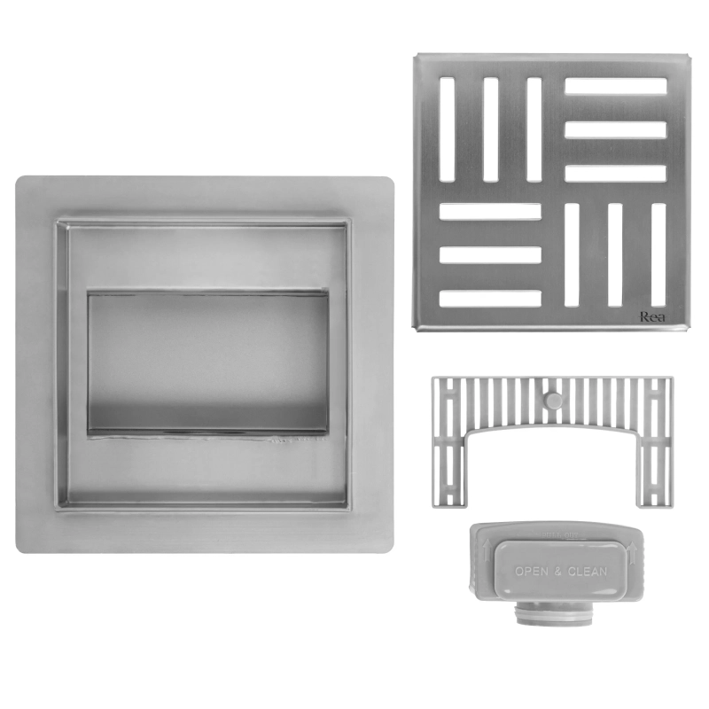 Odpływ punktowy Rea Cross nikiel szczotkowany