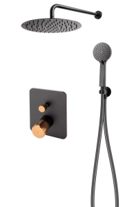 Zestaw natryskowy podtynkowy Fdesign Ardesia czarno złoty