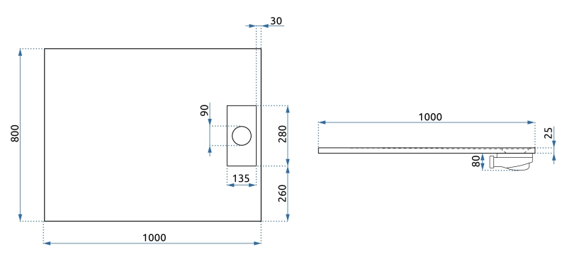 Brodzik prostokątny Rea Bazalt white