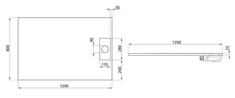 Brodzik prostokątny Rea Bazalt white