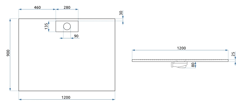 Brodzik prostokątny Rea Bazalt Long white