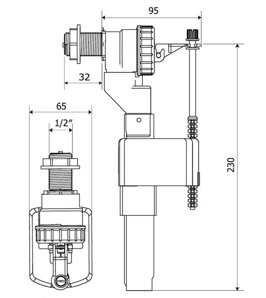 Zawór napełniający do spłuczki KK-POL 3/8"