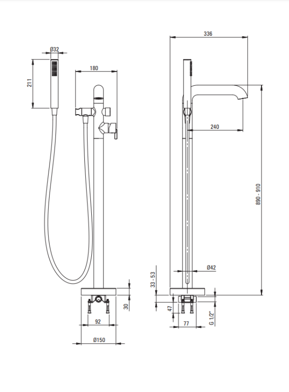 Bateria wannowa wolnostojąca Deante Silia titanium