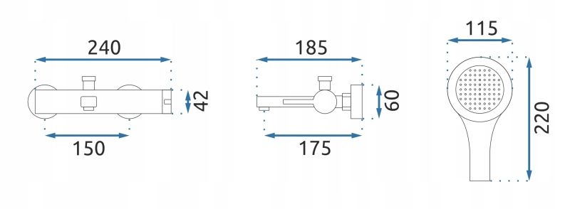 Bateria wannowa Rea Polo biała/chrom