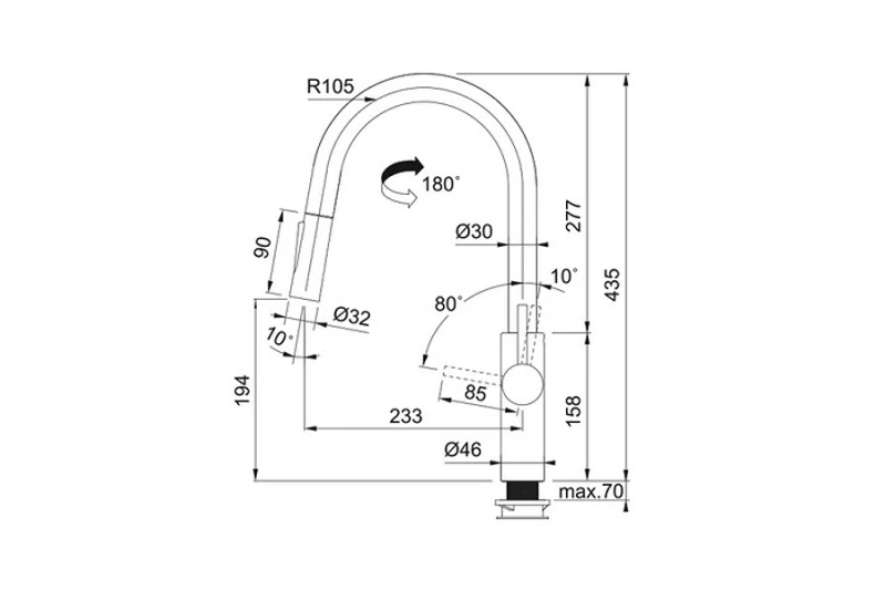 Bateria kuchenna Franke Pescara Slide-in czarny-mat
