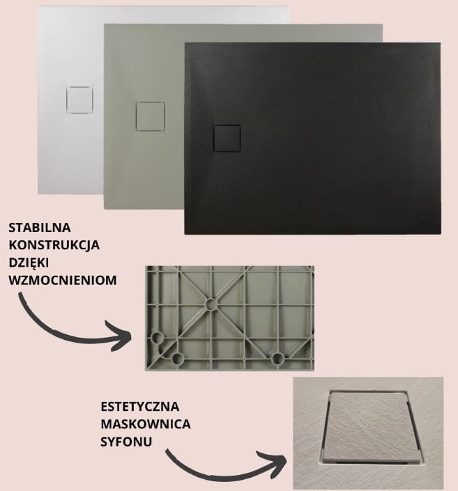 Brodzik prostokątny Sea-Horse Sofia z efektem NeoStone