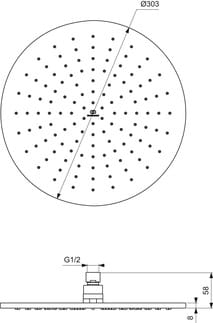 Deszczownica Ideal Standard szary magnetyczny 300mm
