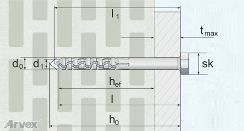 Kołek ramowy łeb sześciokątny Arvex ARL 10 x 300mm