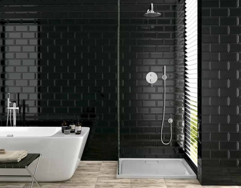 Glazura El Barco PCHB Biselado Negro Pol 10x20