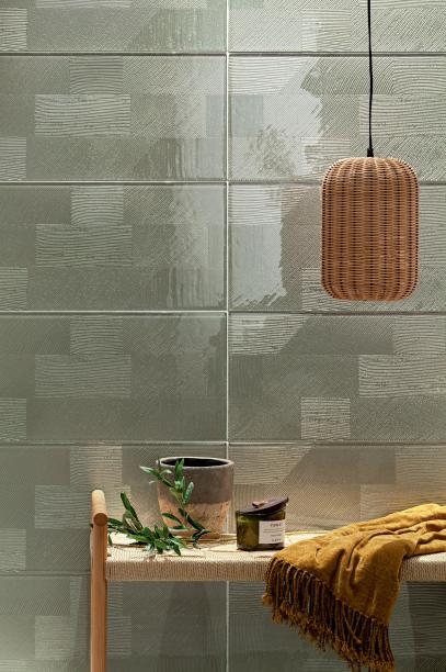 Dekor ścienny szklany Tubądzin Brass Olive 29,8x74,8