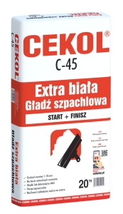 Gładź szpachlowa biała Cekol C-45 20 kg