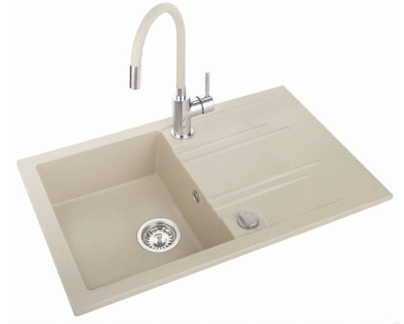 Zestaw zlew z baterią ZUMBA beżowy FERRO - wyprzedaż