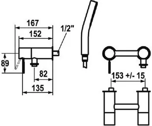 Bateria wannowa Hansa KWC Ono 20.152.422.000 - wyprzedaż