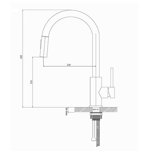 Bateria zlewozmywakowa Acero 17.09 stal nierdzewna wyciągana wylewka Duro - wyprzedaż